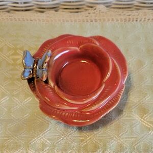 Rose Ceramic Butterfly Candle Holder